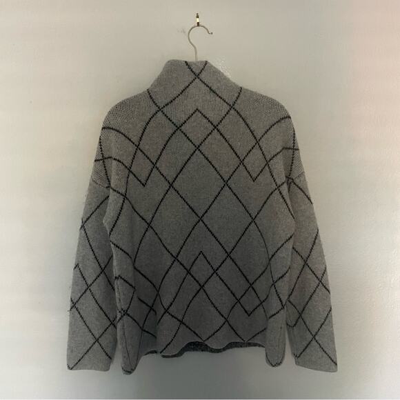 Grey & Black Mockneck Sweater Boxy Waist Cut - Picture 5 of 7